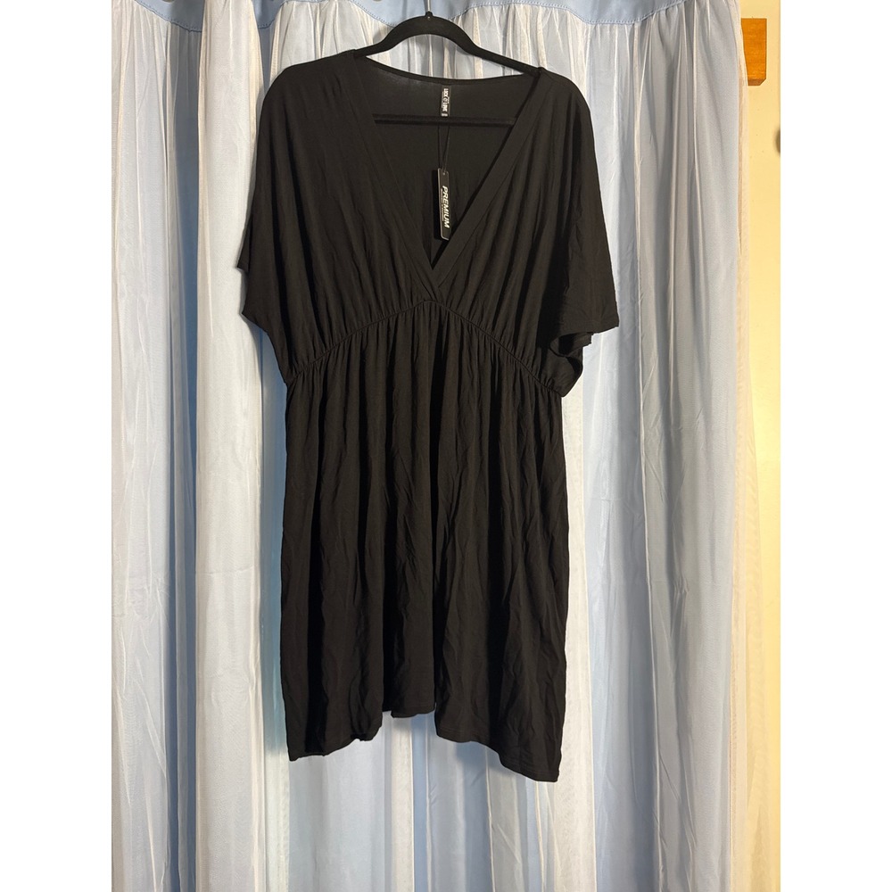 Lock &‎ Love V-Neck Dress Womens XXXL Black New Empire Waist Modal Stretch